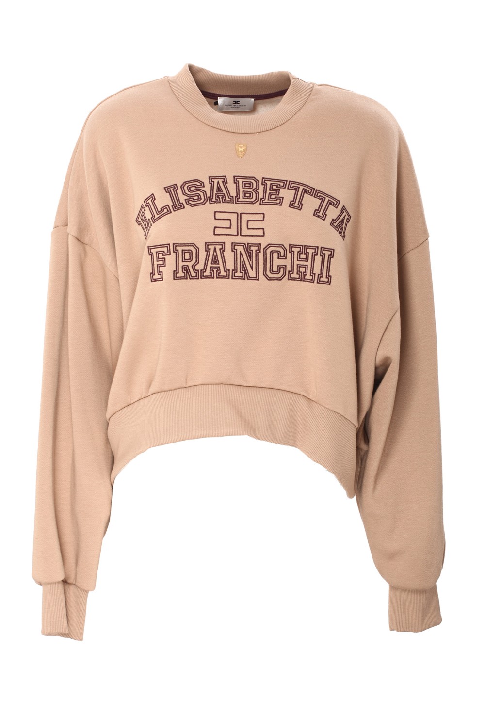 shop ELISABETTA FRANCHI  Maglia: Elisabetta Franchi felpa cropped in misto cotone con logo college.
Felpa girocollo con stampa logo stile college in contrasto colore e placca logo in metallo dorato.
Composizione: 41% Cotone, 38% Poliestere, 21% Viscosa.
Vestibilità: Over.
Made in Italy.. MD00346E2-032 number 1745271